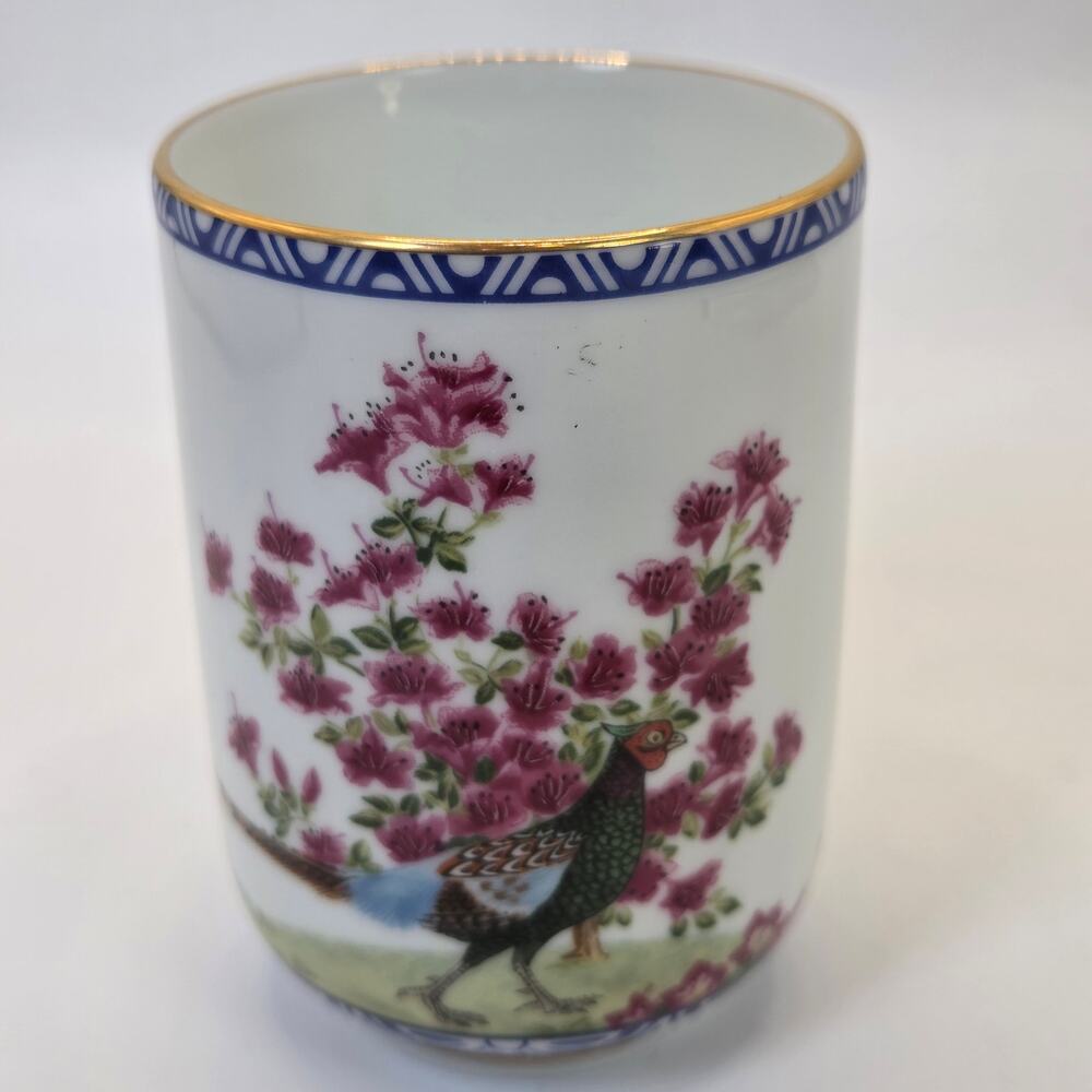 Franklin Mint 1985 Fine Porcelain Tea Cup Pheasant Bird Floral Japan
